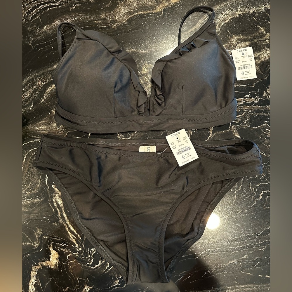 NWT J Crew Bikini, black, size medium.